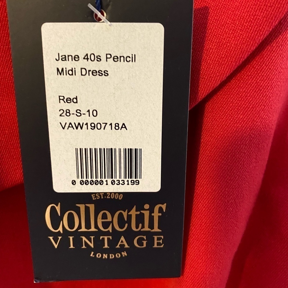 NWT Collectif Vintage Jane 40s Pencill Midi Dress - Picture 7 of 8